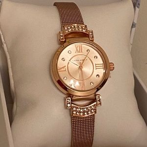 Laura Ashley Rose Gold Crystal Embellished Watch